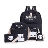 DIOMO 4pcs/Set Laptop School Backpacks for Girls Boys Teenagers Female Bagpack Sac A Dos Femme Cute Cat Canvas Satchel Kids