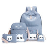 DIOMO 4pcs/Set Laptop School Backpacks for Girls Boys Teenagers Female Bagpack Sac A Dos Femme Cute Cat Canvas Satchel Kids