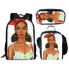 FORUDESIGNS Black Art Afro Lady Girls School Bags for Kids 3pcs School Bag Set Children Preppy Bookbags Students School Rucksack