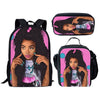 FORUDESIGNS Black Art Afro Lady Girls School Bags for Kids 3pcs School Bag Set Children Preppy Bookbags Students School Rucksack