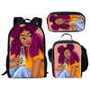 FORUDESIGNS Black Art Afro Lady Girls School Bags for Kids 3pcs School Bag Set Children Preppy Bookbags Students School Rucksack