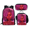 FORUDESIGNS Black Art Afro Lady Girls School Bags for Kids 3pcs School Bag Set Children Preppy Bookbags Students School Rucksack