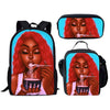 FORUDESIGNS Black Art Afro Lady Girls School Bags for Kids 3pcs School Bag Set Children Preppy Bookbags Students School Rucksack