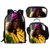 FORUDESIGNS Black Art Afro Lady Girls School Bags for Kids 3pcs School Bag Set Children Preppy Bookbags Students School Rucksack