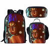 FORUDESIGNS Black Art Afro Lady Girls School Bags for Kids 3pcs School Bag Set Children Preppy Bookbags Students School Rucksack