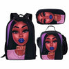 FORUDESIGNS Black Art Afro Lady Girls School Bags for Kids 3pcs School Bag Set Children Preppy Bookbags Students School Rucksack