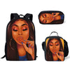 FORUDESIGNS Black Art Afro Lady Girls School Bags for Kids 3pcs School Bag Set Children Preppy Bookbags Students School Rucksack