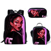 FORUDESIGNS Black Art Afro Lady Girls School Bags for Kids 3pcs School Bag Set Children Preppy Bookbags Students School Rucksack