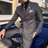 Luxury men's striped wedding casual tuxedo men's British slim suit 2pcs men's quality business social club suit Costume homme