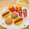 Wholesale! Cute Kawaii Cake Hamburger Food Drink Coke Eraser Set Stationery School Office Erase Supplies Fruit Kids Gift