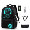 New Student School Bag Backpack Anime Luminous For Boy girls Daypack Multifunction USB Charging Port and Lock School Bag Black