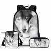 Twoheartsgirl Blue Wolf School Backpack for Teenage Boys Girls Children School Bag Set Student Book Bags Mochila Escolar