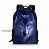 Twoheartsgirl Blue Wolf School Backpack for Teenage Boys Girls Children School Bag Set Student Book Bags Mochila Escolar