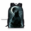 Twoheartsgirl Blue Wolf School Backpack for Teenage Boys Girls Children School Bag Set Student Book Bags Mochila Escolar