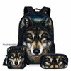 Twoheartsgirl Blue Wolf School Backpack for Teenage Boys Girls Children School Bag Set Student Book Bags Mochila Escolar