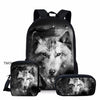 Twoheartsgirl Blue Wolf School Backpack for Teenage Boys Girls Children School Bag Set Student Book Bags Mochila Escolar