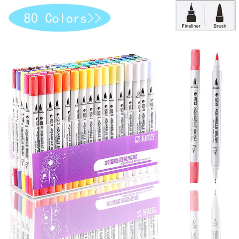 80 Colors Single Art Markers Brush Pen Sketch Alcohol Based Markers Dual Head Manga Drawing Pens Art Supplies Random