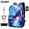 DIOMO Cool Luminous School Bags for Boys and Girls Backpack with USB Charging Anime Backpack For Teenager Girls Anti-theft