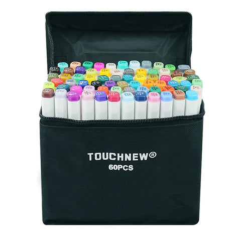 TOUCHNEW Alcohol Markers 30/40/60/80/168 Colors Dual Head Sketch Markers Brush Pen Set For Drawing Manga Design Art Markers