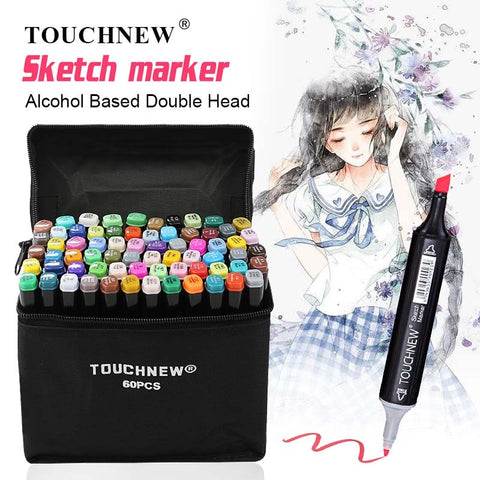 TOUCHNEW 30/40/60/80 Color Markers Manga Drawing Markers Pen Alcohol Based Sketch Oily Dual Brush Pen Art Supplies