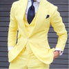 Latest Coat Pants Yellow Men's Blazer Slim 3 Pieces Skinny Groom Dress Custom Prom Style Jacket Men Suits Set costume homme