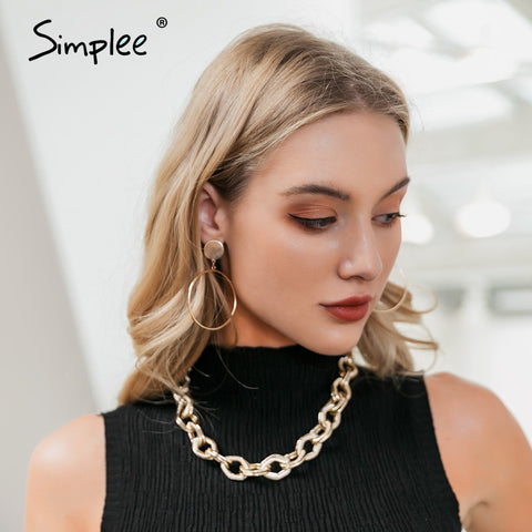 Simplee Trendy golden chain necklace women Fine jewelry statement necklace female choker Fashion party club ladies accessories