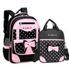 DIOMO 6-12 Year Old child's School Bag Set for Girl Fashion Dot Cute Bow School Backpack Starting School The Best Gift for Girl