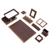 Star Luxury Leather&Wood Desk Set 11 Pieces With Double Tray (Desk Organizer, Office Accessories, Desk Accessories)