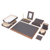 Star Luxury Leather&Wood Desk Set 11 Pieces With Double Tray (Desk Organizer, Office Accessories, Desk Accessories)