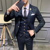 Luxury Men Suit Sets Latest Coat Pant Vest Design Dress Suits Floral Slim Men's Groom Tuxedo Suit Royal Blue Burgundy Men Suits