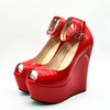 FGHGF ultra-high heel shoes 16CM high and 4.5cm high platform women's wedges black and Red large size customization