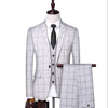 Jackets + Vest + Pants 2020 Men's Groom Wedding Dress Plaid Formal Suits Set Men Fashion Casual Business Suit Three-piece