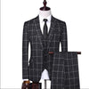 Jackets + Vest + Pants 2020 Men's Groom Wedding Dress Plaid Formal Suits Set Men Fashion Casual Business Suit Three-piece