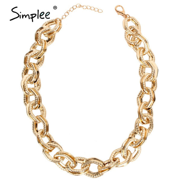 Simplee Trendy golden chain necklace women Fine jewelry statement necklace female choker Fashion party club ladies accessories