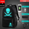 New Student School Bag Backpack Anime Luminous For Boy girls Daypack Multifunction USB Charging Port and Lock School Bag Black