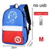 New Student School Bag Backpack Anime Luminous For Boy girls Daypack Multifunction USB Charging Port and Lock School Bag Black