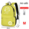 New Student School Bag Backpack Anime Luminous For Boy girls Daypack Multifunction USB Charging Port and Lock School Bag Black