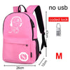 New Student School Bag Backpack Anime Luminous For Boy girls Daypack Multifunction USB Charging Port and Lock School Bag Black