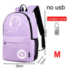 New Student School Bag Backpack Anime Luminous For Boy girls Daypack Multifunction USB Charging Port and Lock School Bag Black