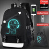 New Student School Bag Backpack Anime Luminous For Boy girls Daypack Multifunction USB Charging Port and Lock School Bag Black