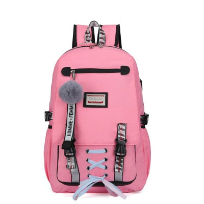 2019 New Woman Usb Charging School Bags Anti-theft Teenager School Bags For Girls School Backpacks Mochila Infantil Escolar Pink