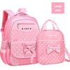 DIOMO 6-12 Year Old child's School Bag Set for Girl Fashion Dot Cute Bow School Backpack Starting School The Best Gift for Girl