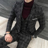 2019 Spring New, Fashion Gentleman Men's Plaid Leisure Suit Jacket Sets , England Simple Groom 3-piece Suit+ Pants+ Vest 5xl