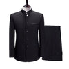 Men's stand collar suit Chinese style slim black tunic 4XL XL suit two-piece suit (Blazer + pants) business Chinese style suit