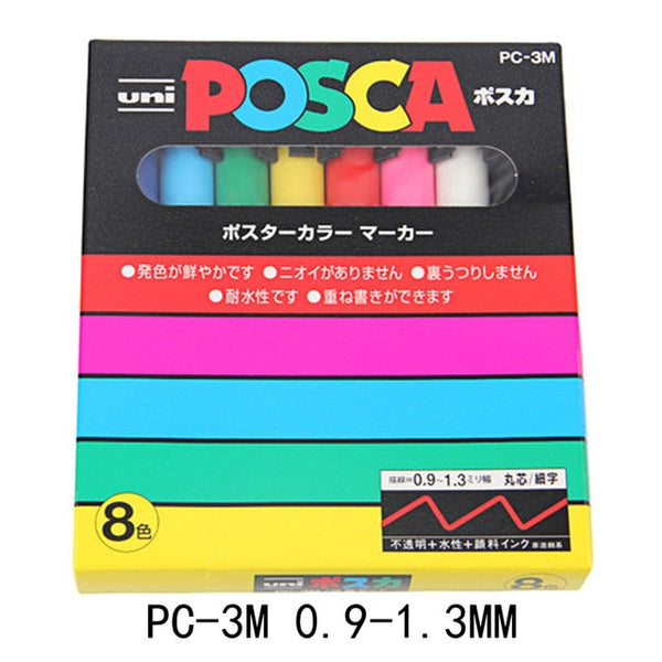 UNI POSCA Marker Pen Set POP Poster Advertising Graffiti Pen PC-1M PC-3M PC-5M PC-8K PC-17K Round Head Oily Paint Pen