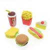 Wholesale! Cute Kawaii Cake Hamburger Food Drink Coke Eraser Set Stationery School Office Erase Supplies Fruit Kids Gift