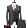 Men's Wool Tweed Suits 3 Pieces Formal Lapel Notch Herringbone Tuxedos Blazer Slim Fit Winter Wedding Groom (Blazer+Vest+Pants)