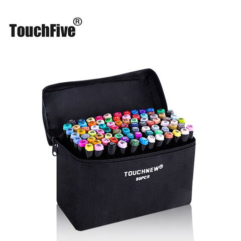 TouchFIVE markers pen Set 30 40 60 80 168Colors Animation Sketch Drawing Art Alcohol Anime brush pen color marker (Black marker)