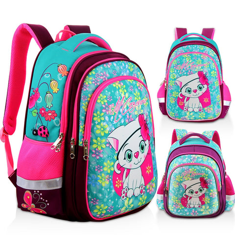 New Orthopedic Girl Backpack For School 3D Cartoon Cat Girls EVA School Bags Children Primary School Grade 1-5 Kids Bag