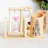 Vividcraft Creative Timer Wood Pen Holder Office Desk Stand Pencil Accessories For Gift For Desk Holder with Pen Scrub W7D2